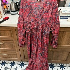 Boemo Anthropologie Paisley Red Maxi Dress